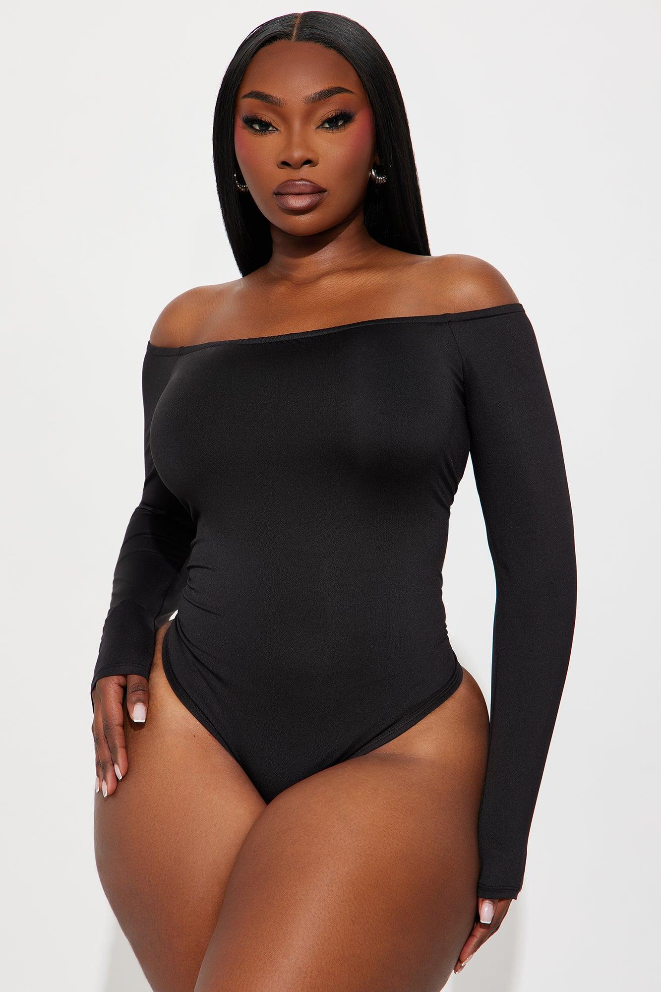 No Convincing Off Shoulder Cut Out Bodysuit - Black Female Product Image