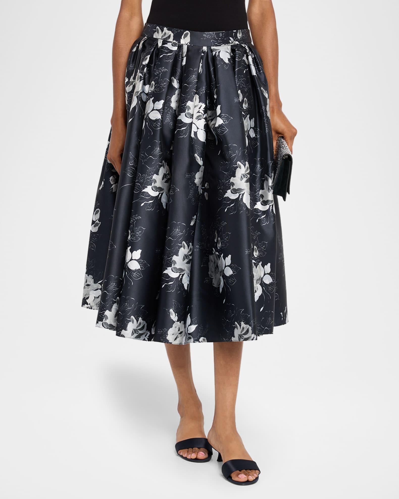 Floral Pleated Midi Skirt Product Image