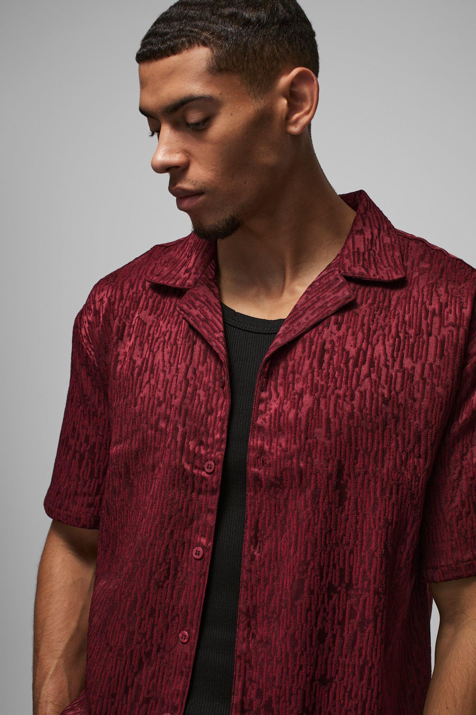 Oversized Jacquard Abstract Boxy Length Shirt | boohooMAN USA Product Image