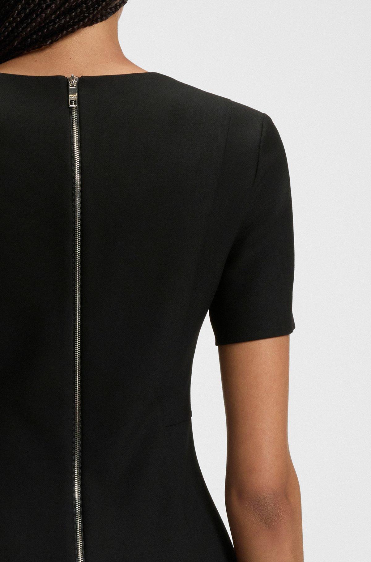 BOSS - V-neck dress in stretch fabric - Black Product Image