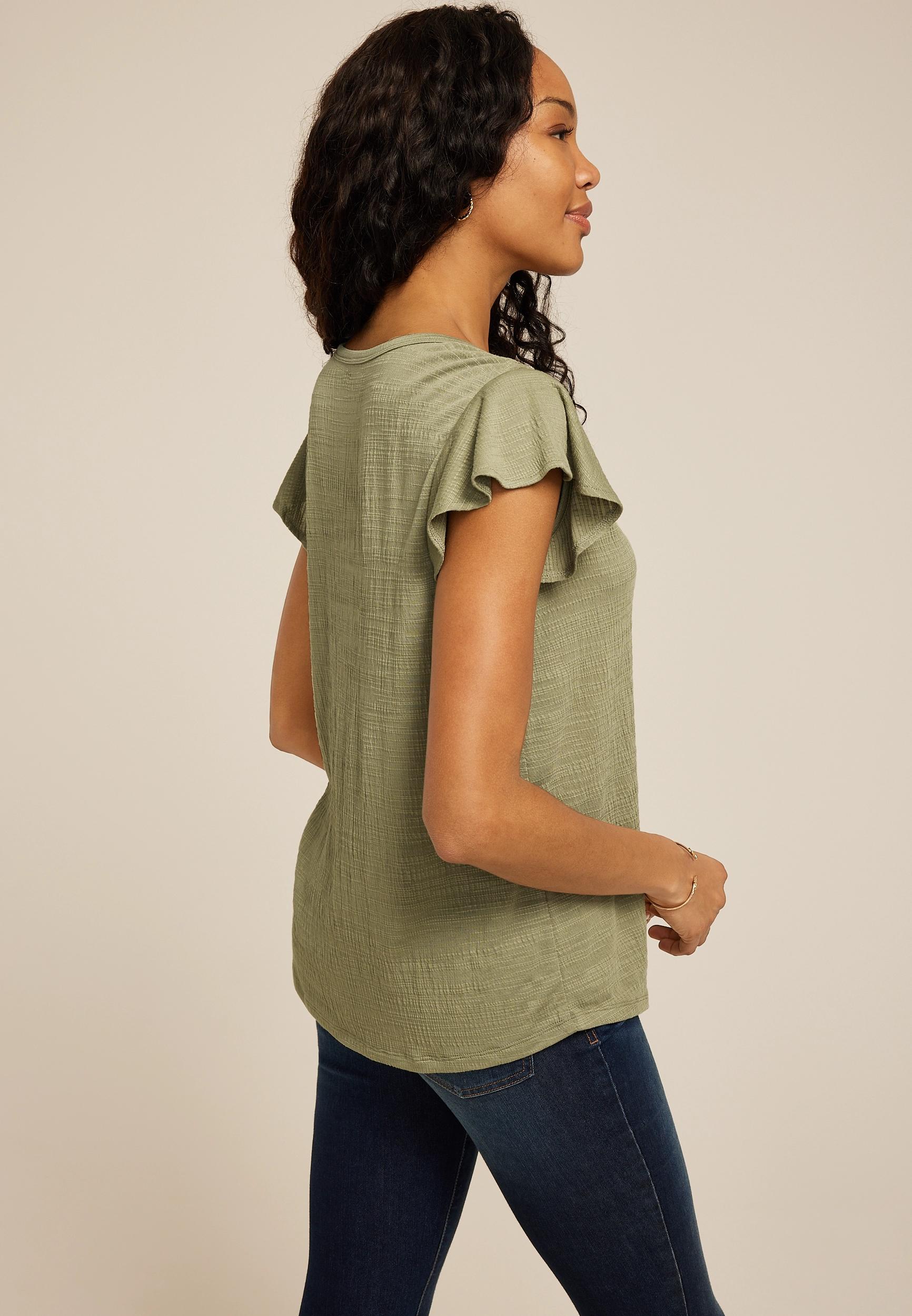 Textured Flutter Sleeve Tee Product Image