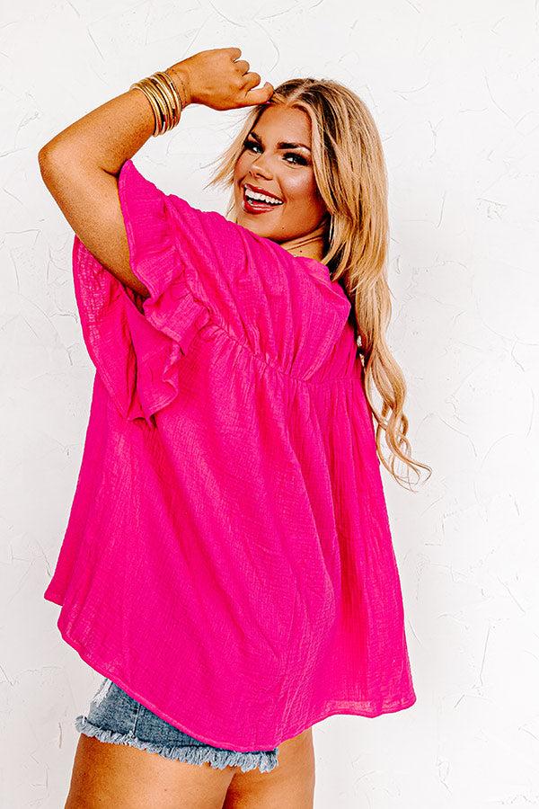 Divine Downtime Button Up in Hot Pink Product Image