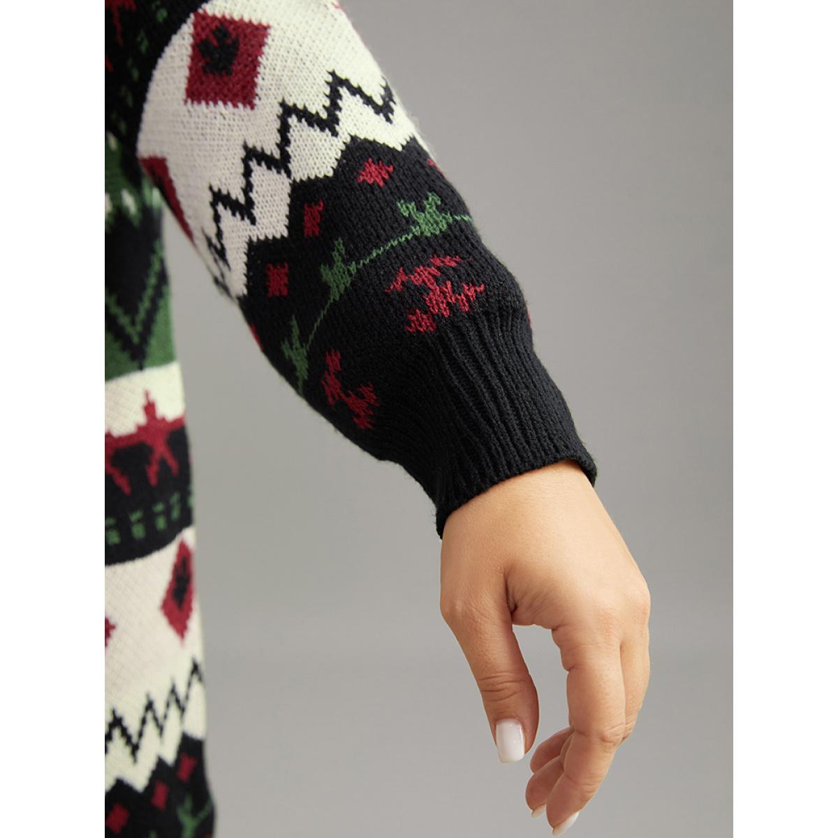 Plus Size Christmas Graphic Open Front Tunic Cardigan Multicolor Women Casual Loose Long Sleeve Dailywear Cardigans BloomChic 26/4X Product Image