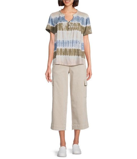 Intro Petite Size Rib Knit Pheobe Pull-On Cargo Capri Pants Product Image