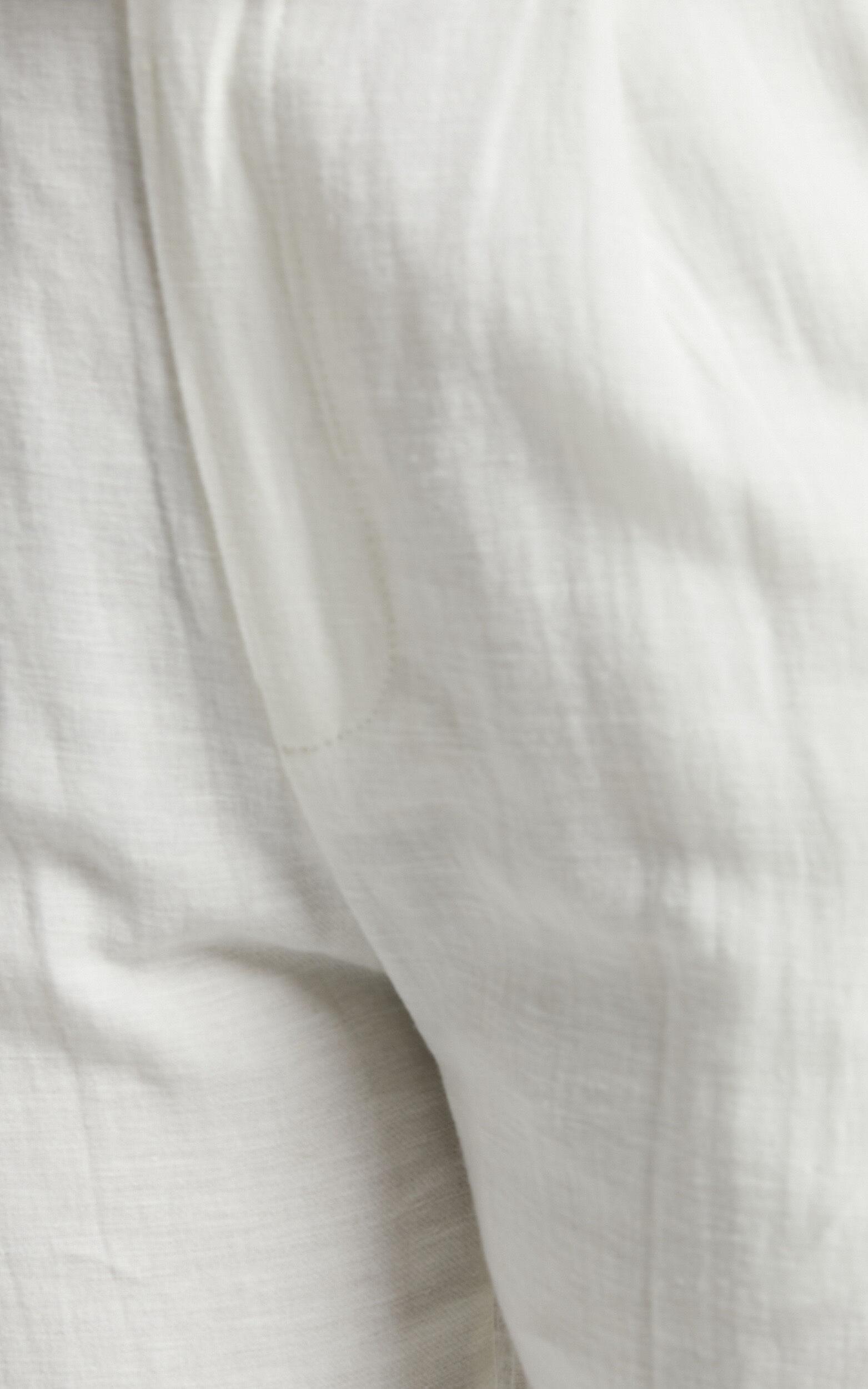 Larissa Trousers - Linen Mid Waisted Relaxed Straight Leg Trousers in White Product Image