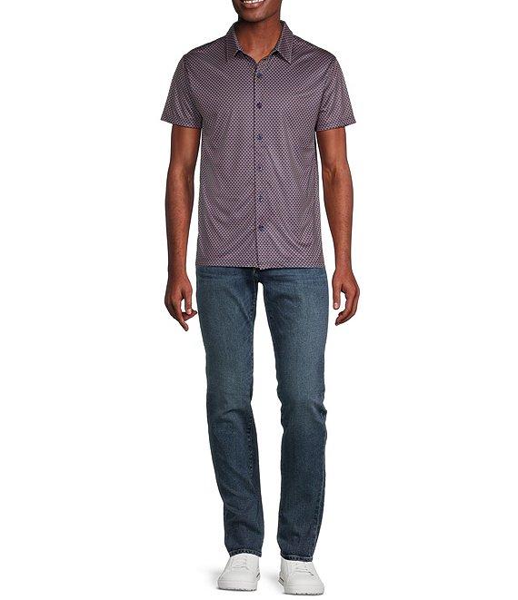 Cremieux Premium Denim Star Print Coat Front Knit Shirt Product Image