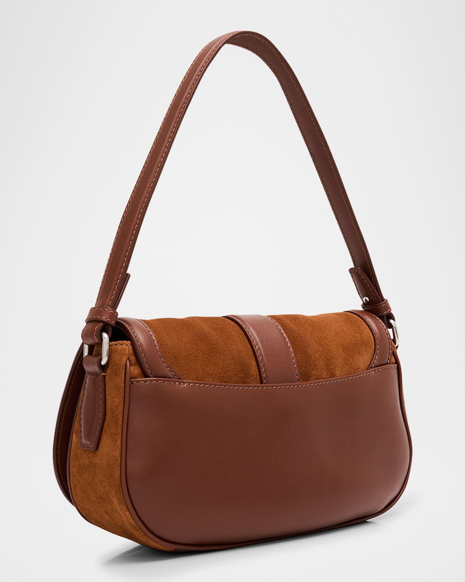 T-Bar Saddle Suede & Leather Crossbody Bag Product Image