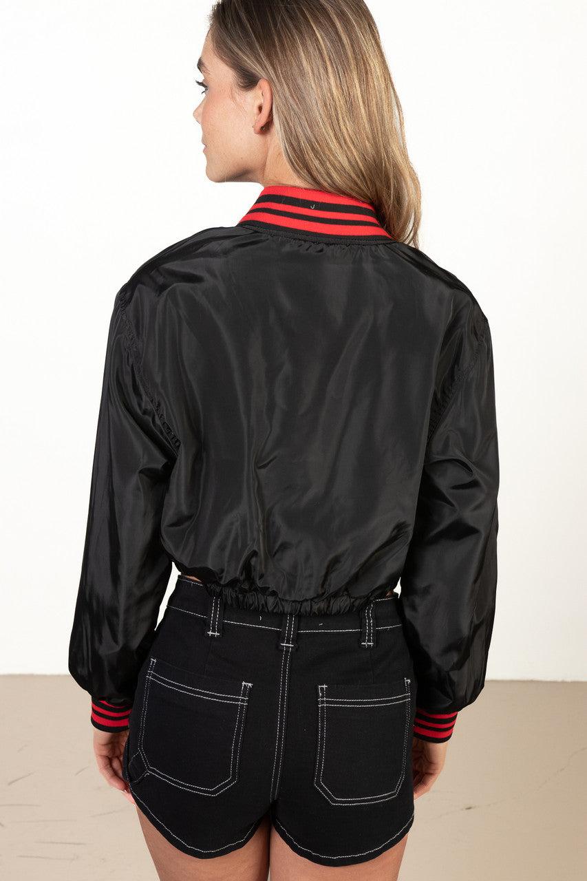 Black Silk Varsity Jacket Product Image