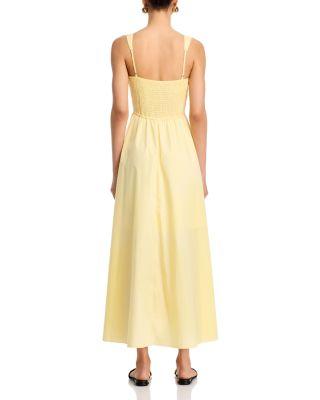V Neck Tie Front Yellow Midi Dress Product Image