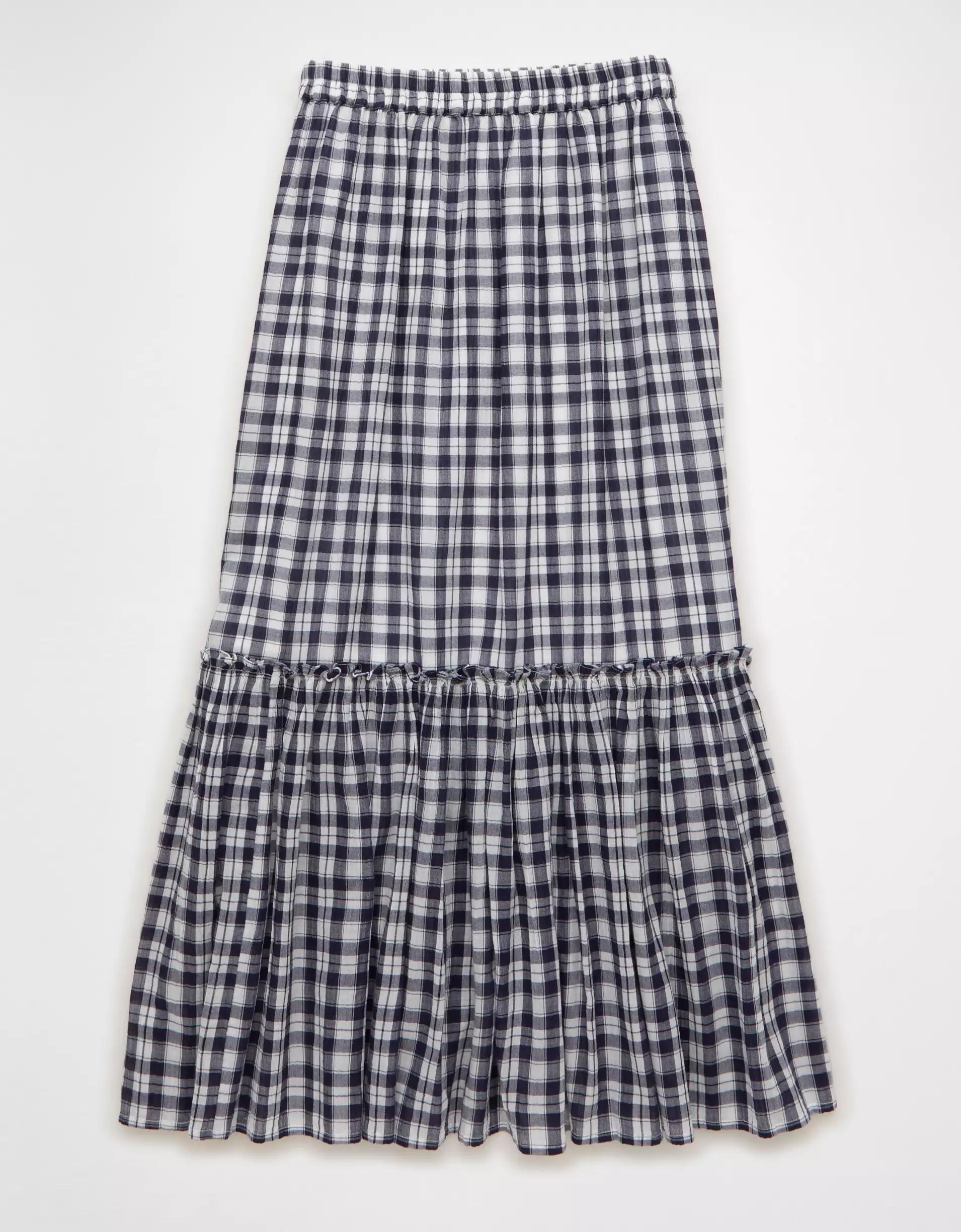 AE High-Waisted Gingham Maxi Skirt Product Image