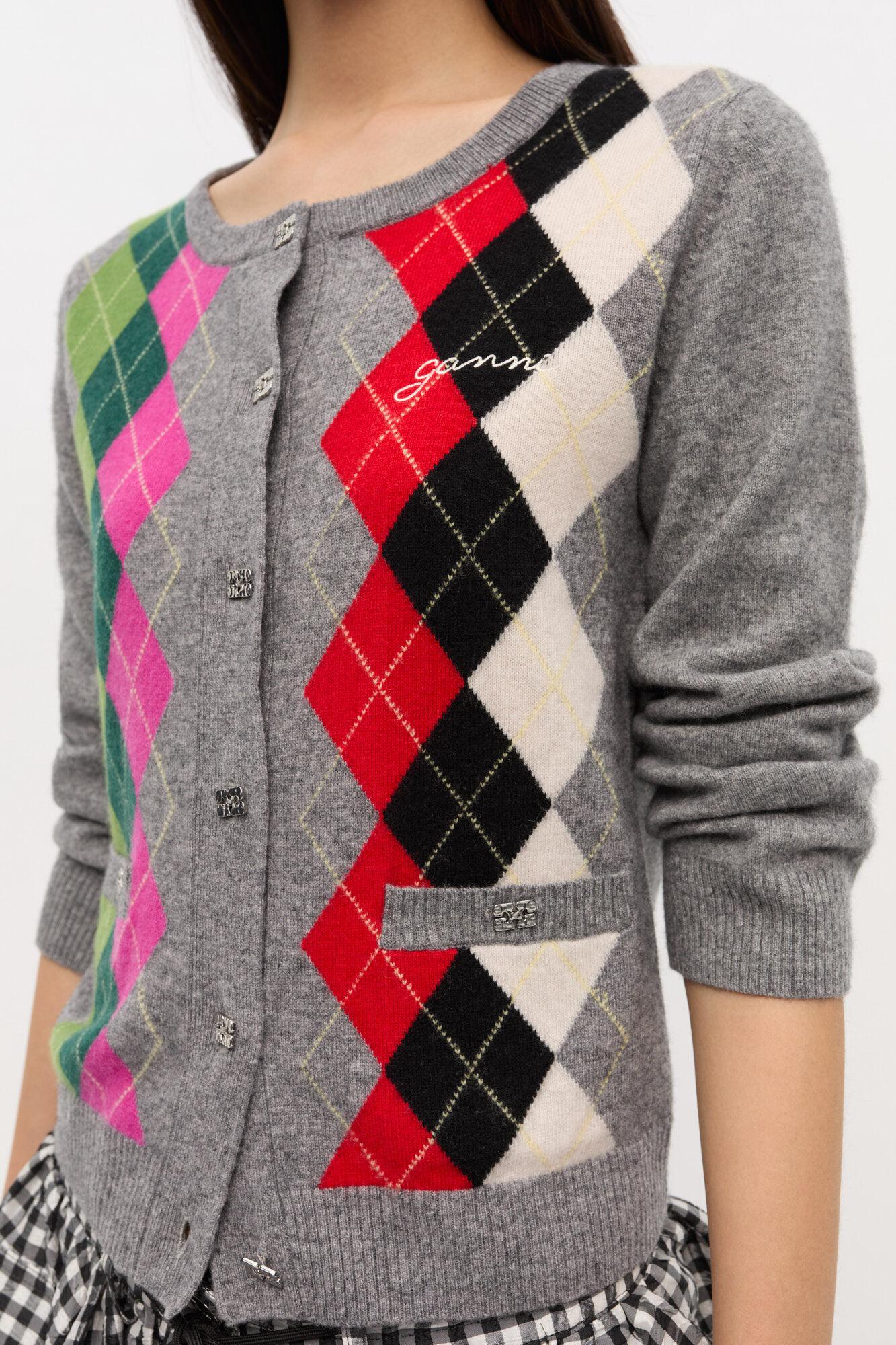 Grey Check Cardigan Product Image