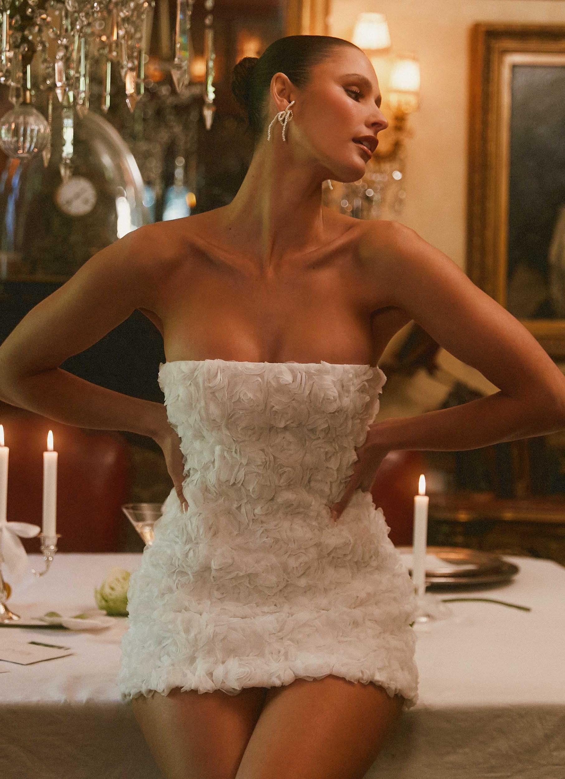 Ayanna Strapless Mini Dress - White Product Image