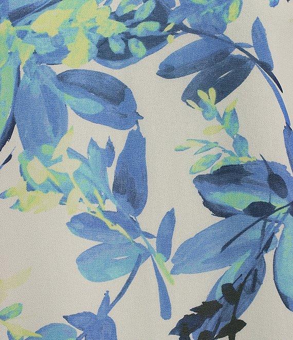 Calvin Klein Printed Chiffon Mock Neck Ruffle Detail Top Product Image