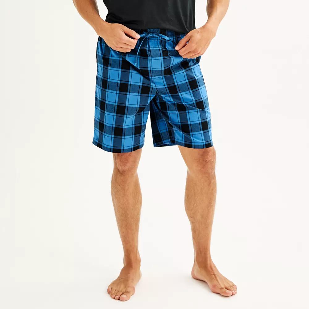 Men's Sonoma Goods For Life® Woven Pajama Shorts, Size: Large, Boxed Buffalo Blue Product Image