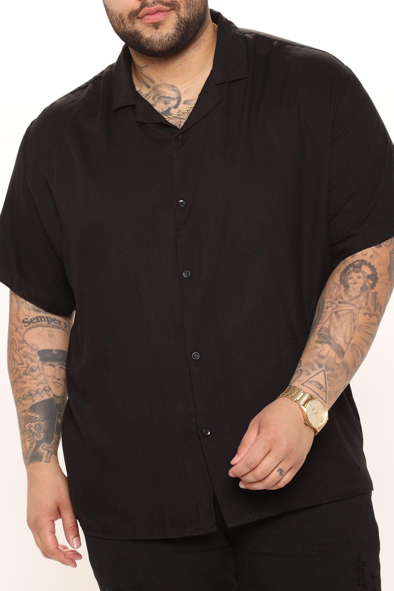 Dawson Relaxed Short Sleeve Cuban Collar Shirt - Black Product Image