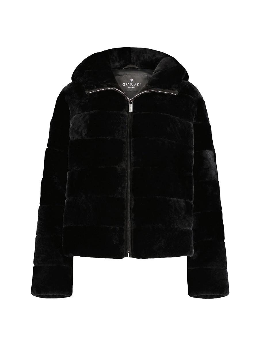 Womens Shearling Lamb Zip Jacket Product Image