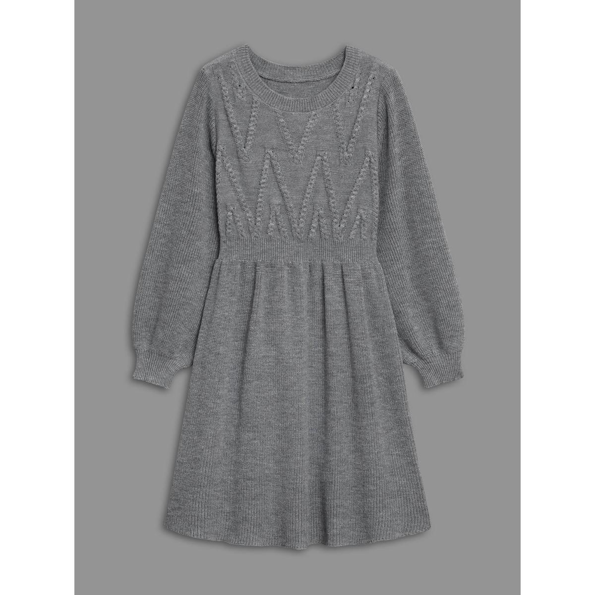 Plus Size Cable Knit Elastic Waist Midi Sweater Dress DarkGray Women Timeless Bodycon Long Sleeve Elegant Sweater Dresses BloomChic 22-24/3X Product Image