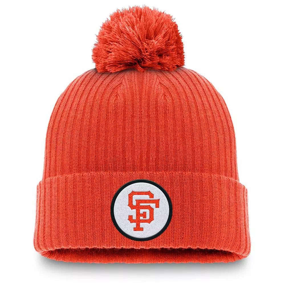 Men's Nike Orange San Francisco Giants Cooperstown Collection Patch Cuffed Knit Hat with Pom Product Image