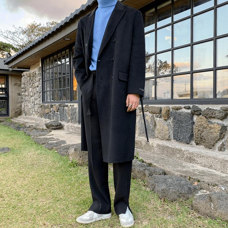 RT No. 3466 COLLAR WOOLEN COAT BELT JK Product Image