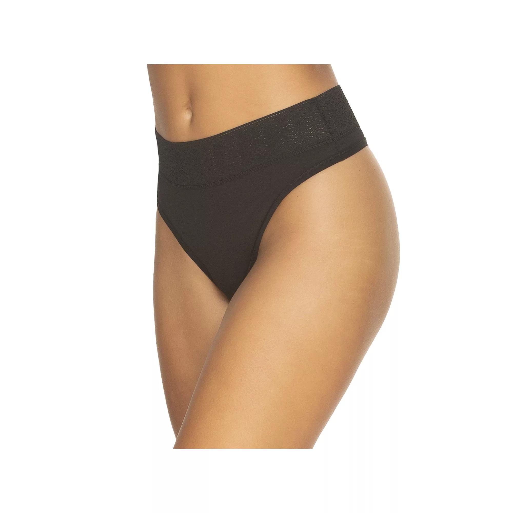Women's Jezebel Serene High Waisted Thong Panty 530164, Size: Medium, Black Product Image