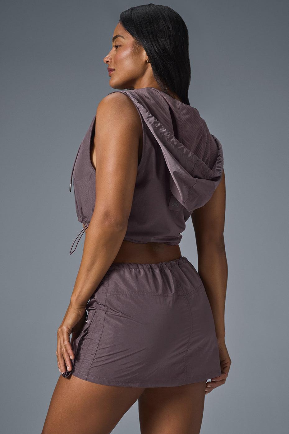 Crinkle Cropped Surplus Vest - Raisinette Product Image