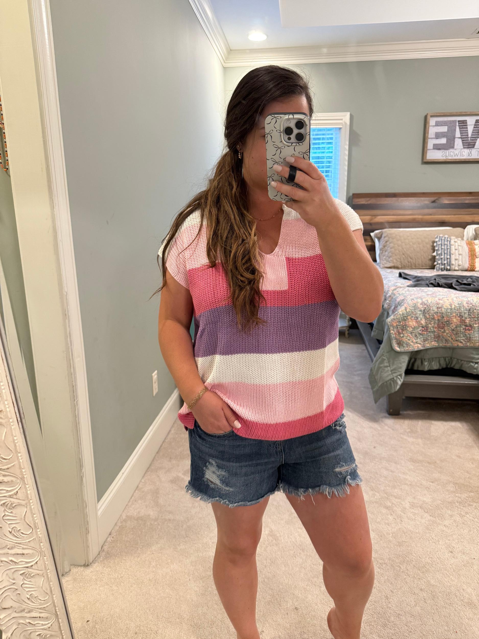 Multi Striped Sweater- Green Product Image