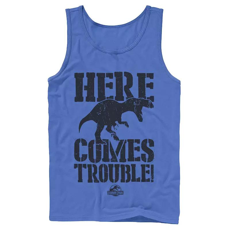 Men's Jurassic Park Here Comes Trouble Tank Top,  Product Image
