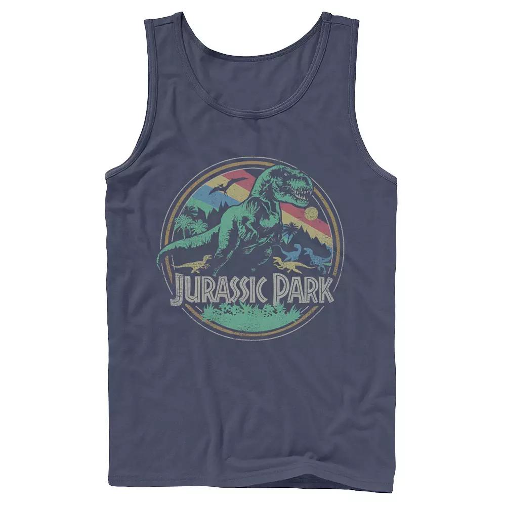 Men's Jurassic Park T Rex Distressed Retro Logo Tank Top,  Product Image