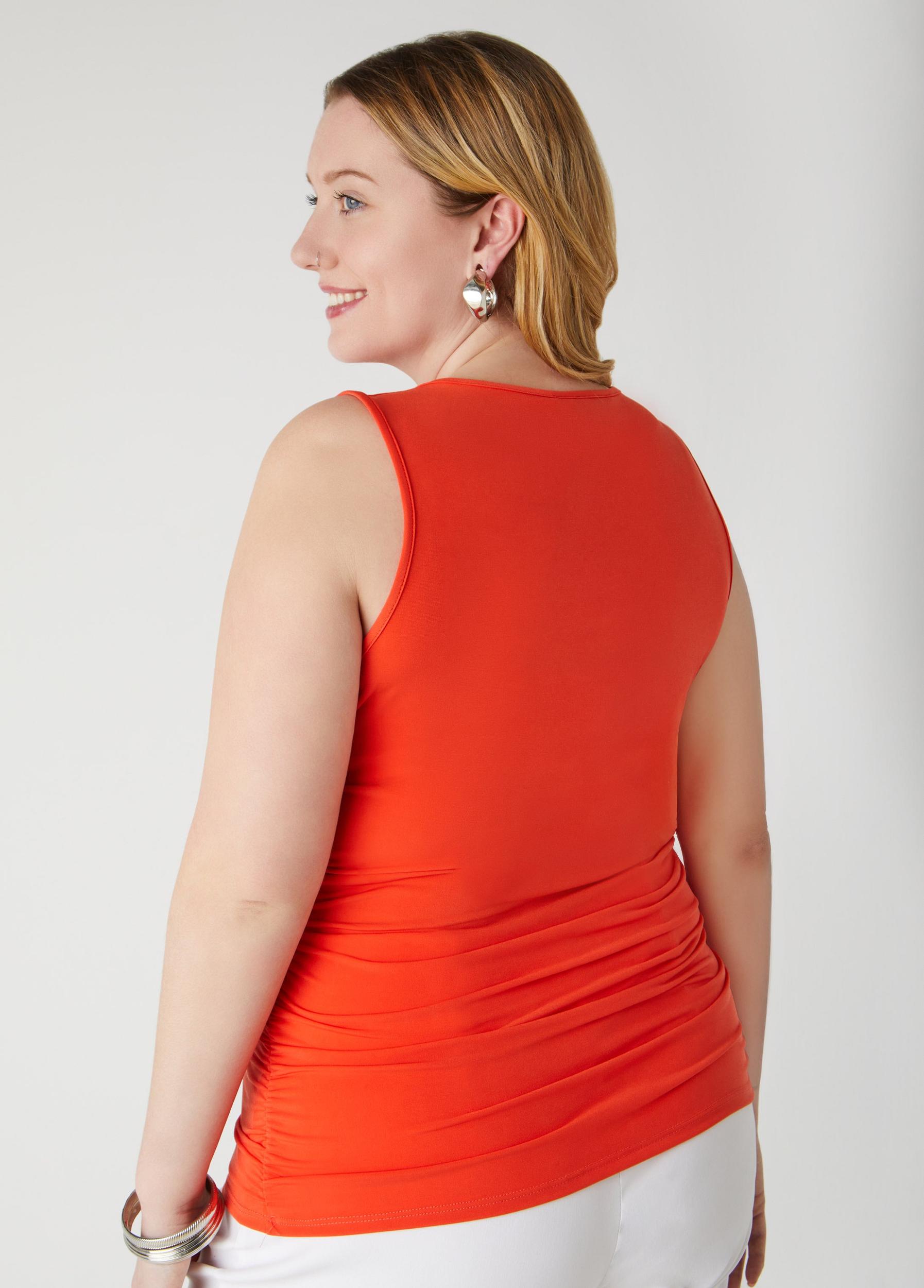 Plus Size Cowl Neck Ruched Knit Top Ashley Stewart Product Image