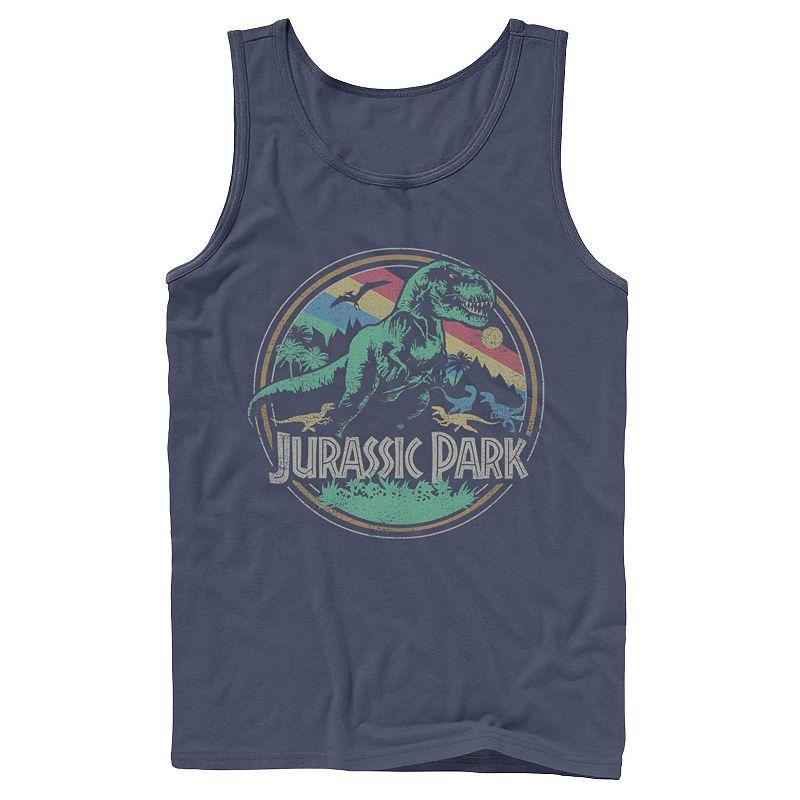 Men's Jurassic Park T Rex Distressed Retro Logo Tank Top,  Product Image