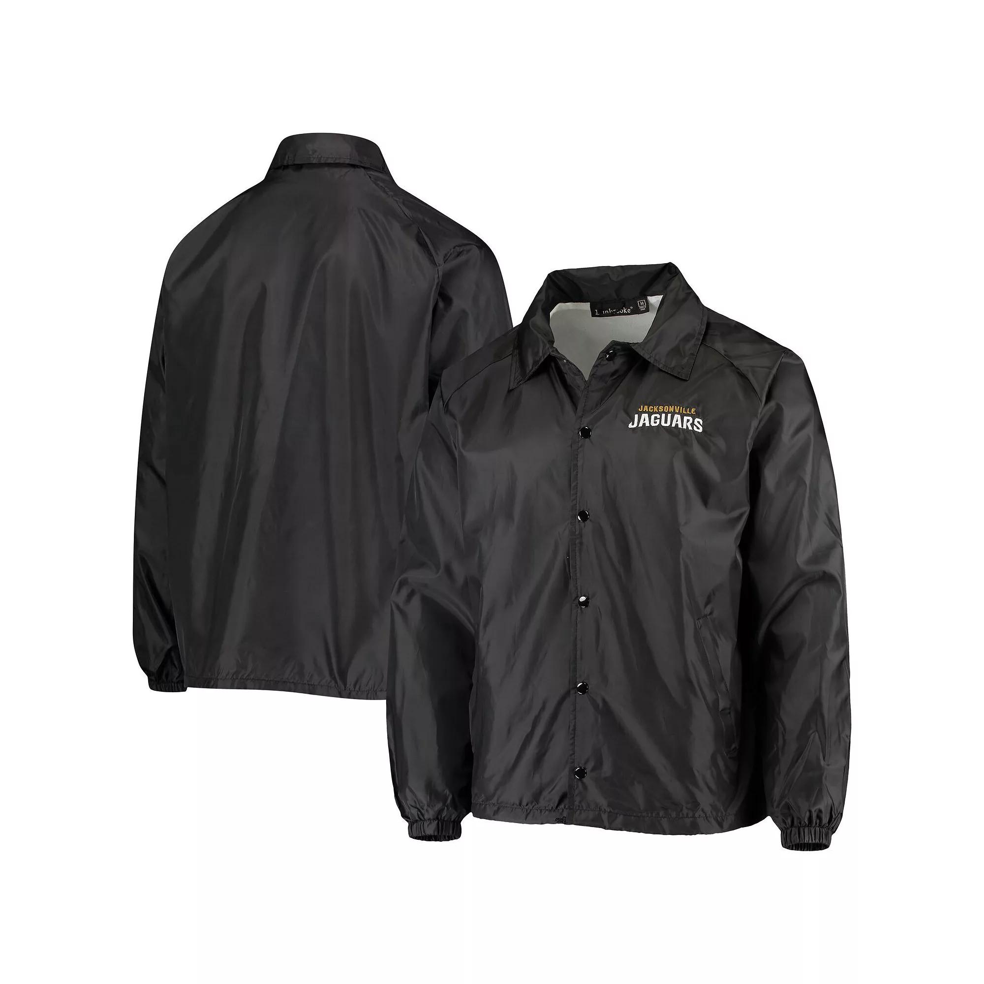Men's Black Jacksonville Jaguars Coaches Classic Raglan Full-Snap Windbreaker Jacket,  Product Image