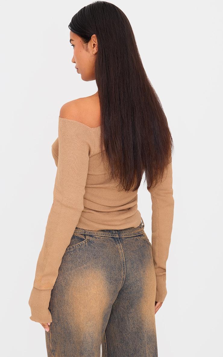 Taupe Fine Knit Asymmetric Top Product Image