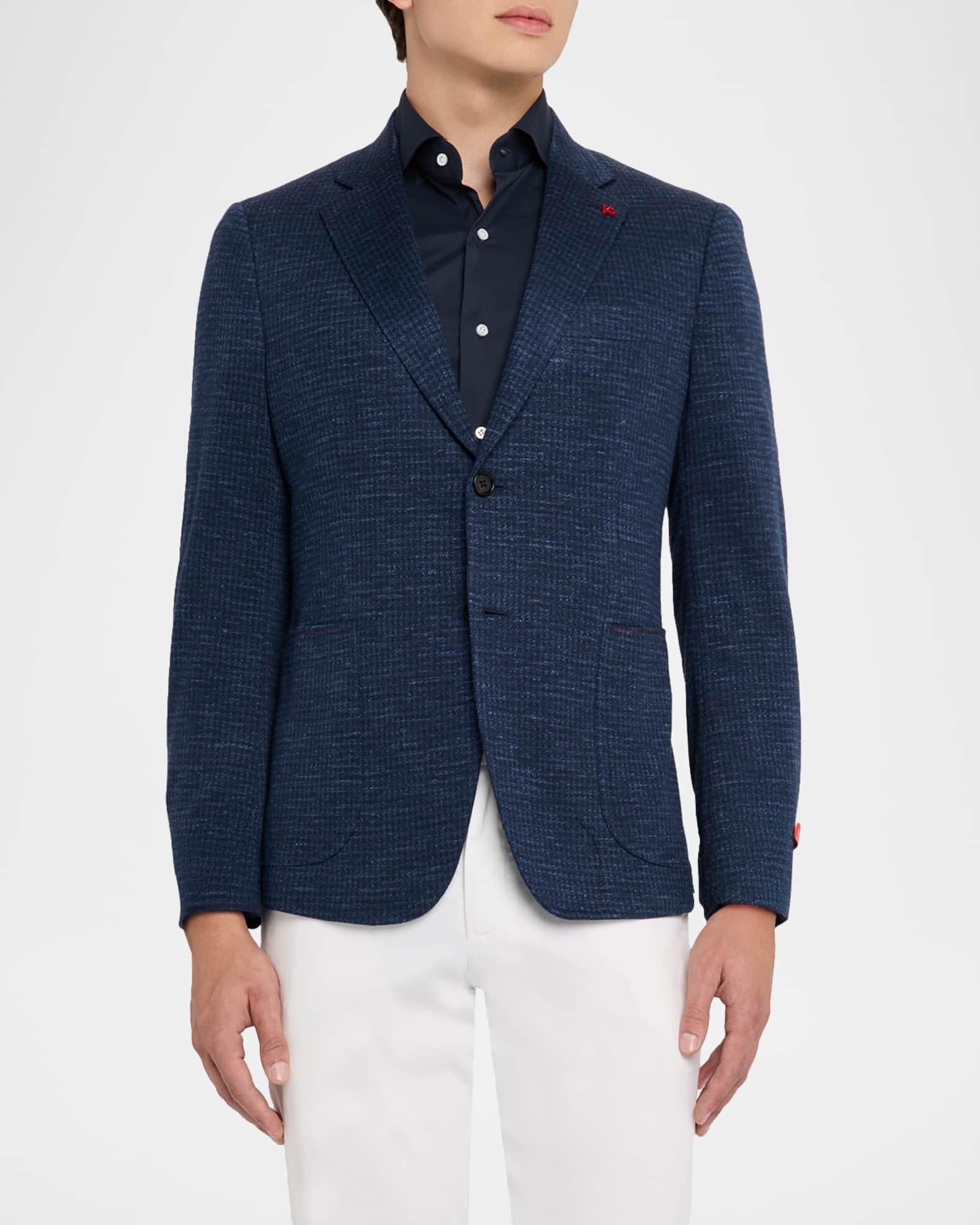 Men's Houndstooth Wool-Blend Jersey Blazer Product Image