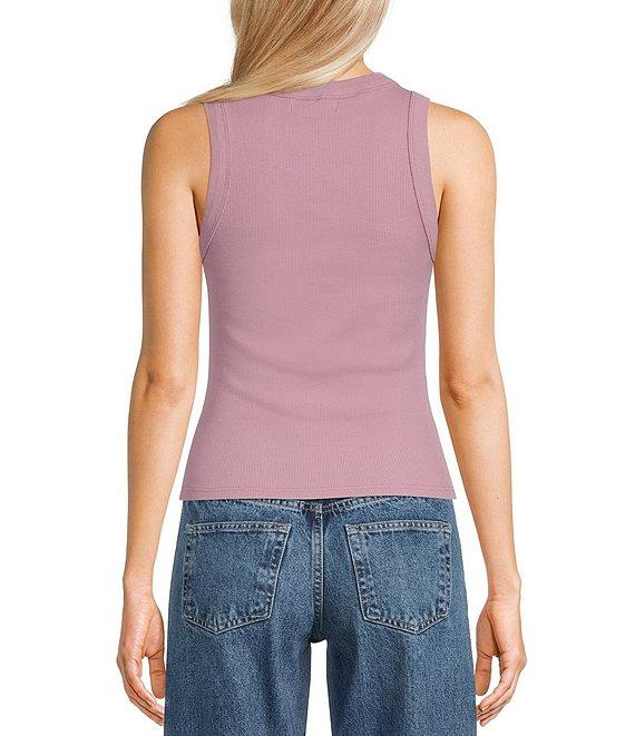 TOPSHOP Ribbed Knit Racerback Tank Top Product Image