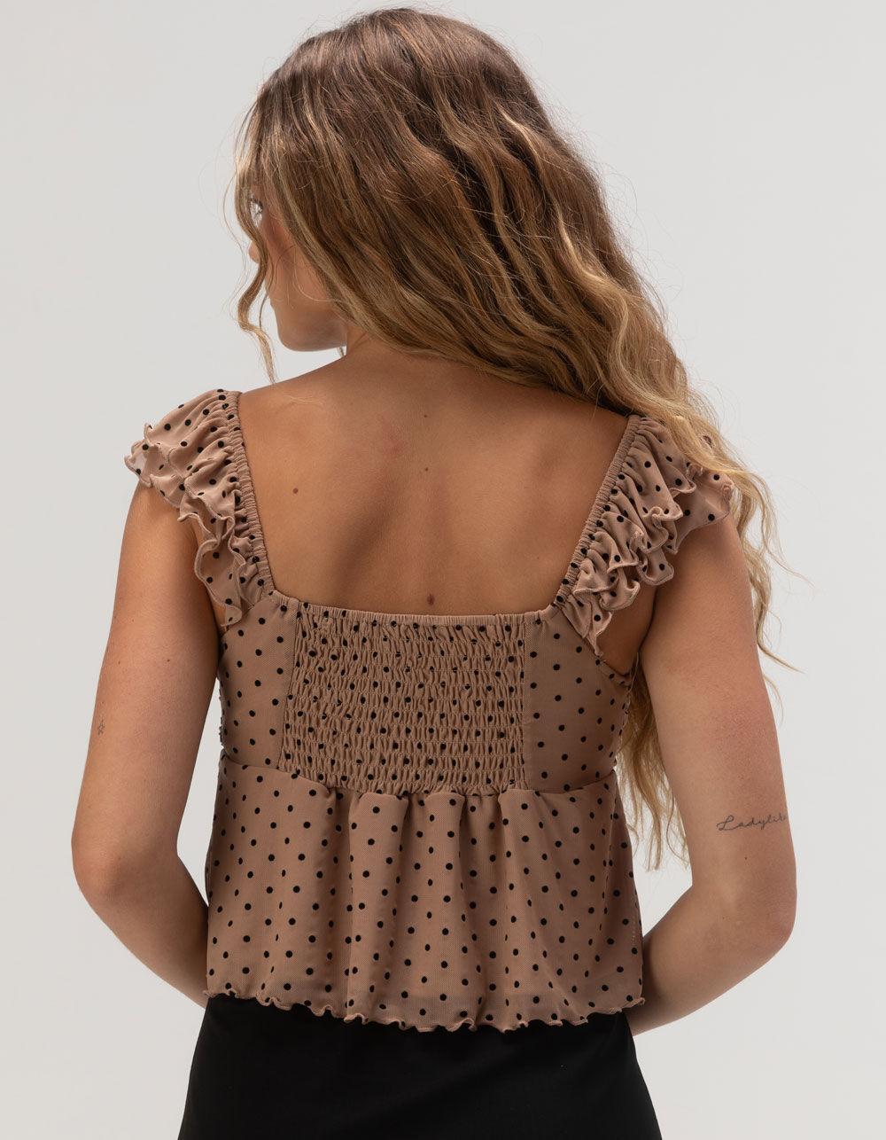 RSQ Womens Mesh Dot Top - TAUPE Product Image