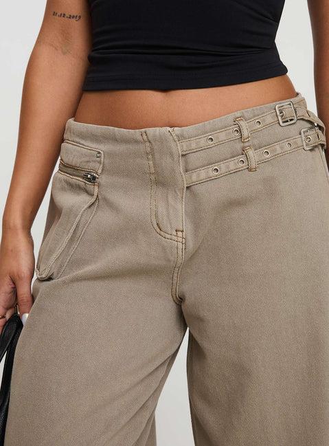 Paltrow Cargo Jeans Washed Brown Product Image