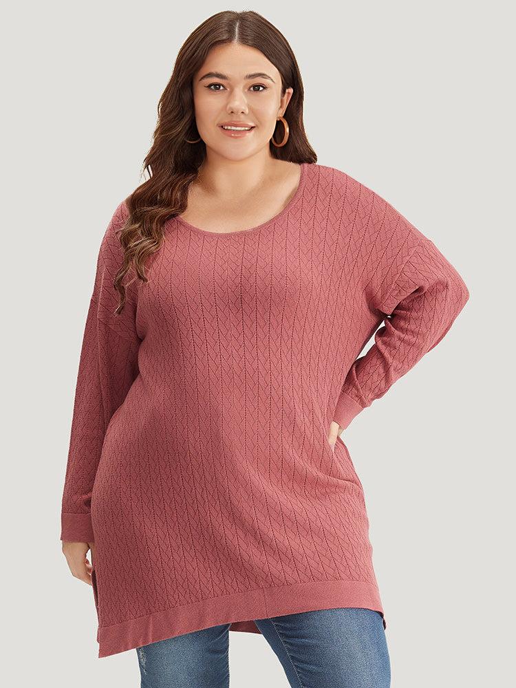 Supersoft Essentials Geometric Split Side Loose Pullover Female Product Image