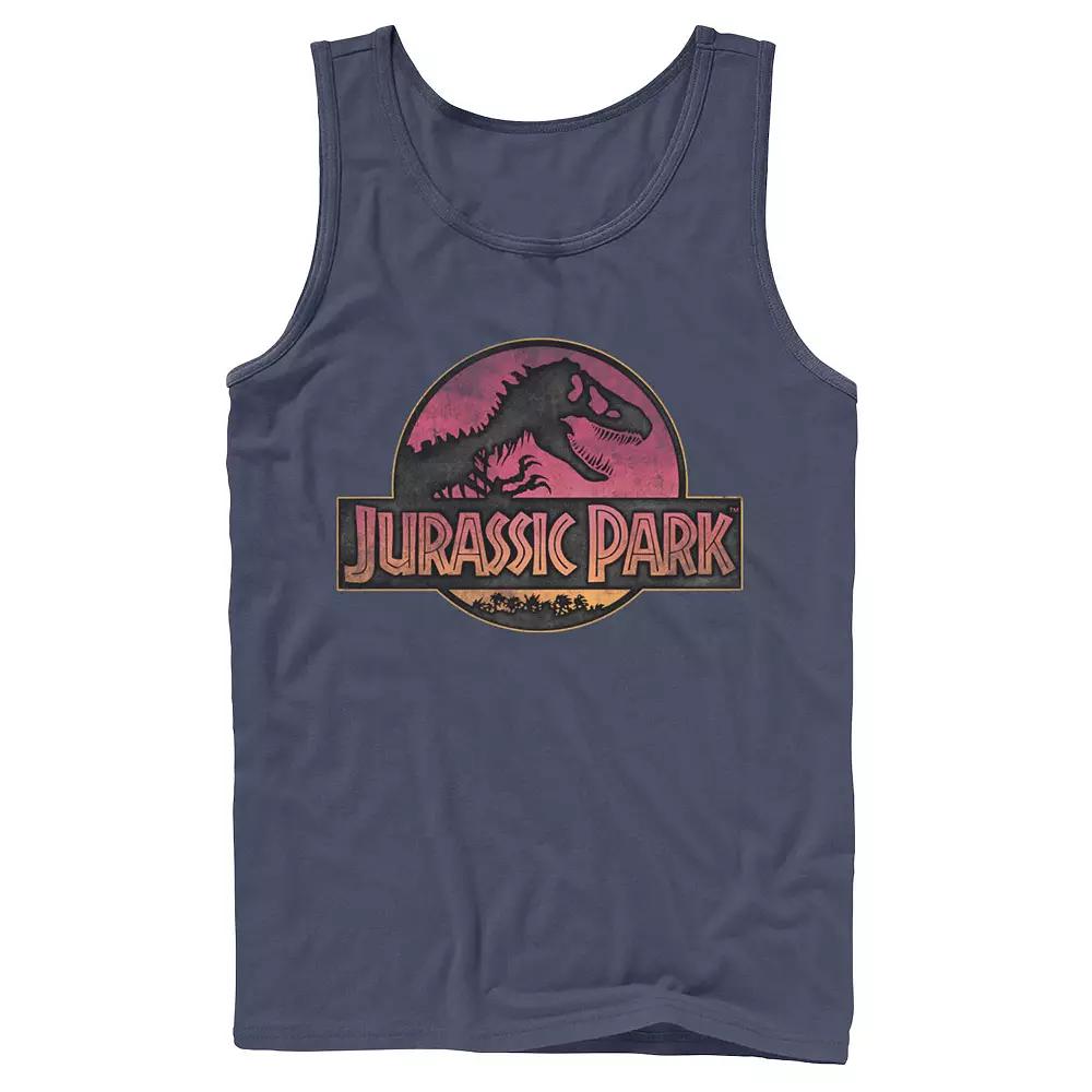 Men's Jurassic Park Neon Sign Fossil Logo Tank Top,  Product Image