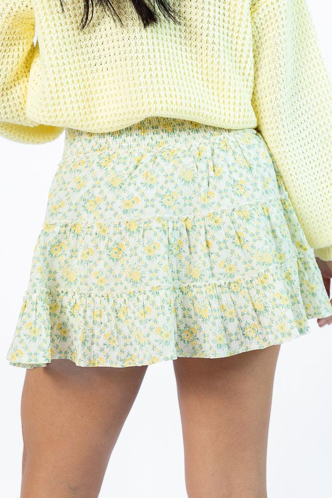 Through The Garden Ivory and Yellow Mini Skort FINAL SALE Product Image