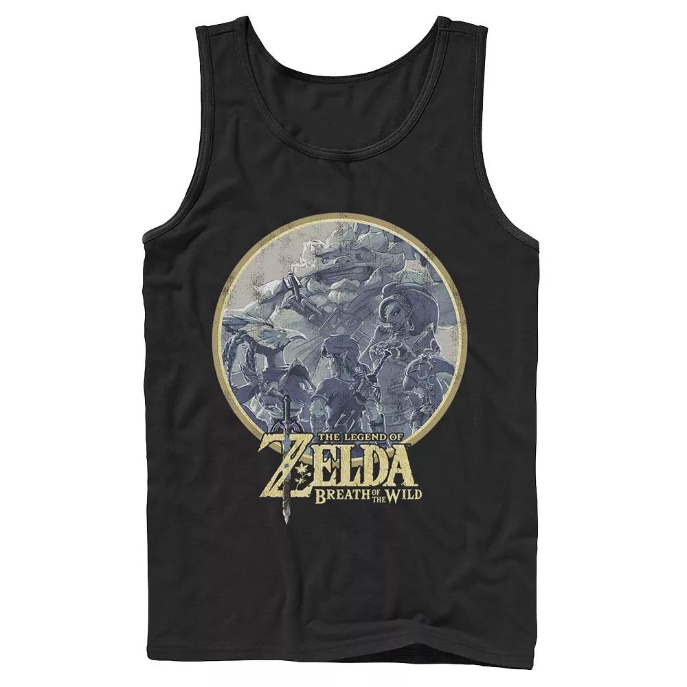 Men's Nintendo Zelda Breath Of The Wild Rock Badge Tank Top, Size: Large, Black Product Image