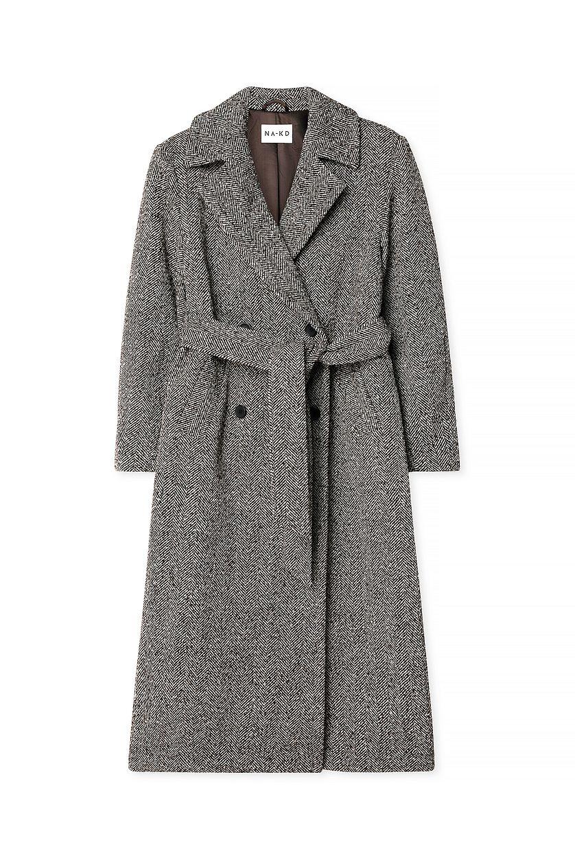 Herringbone Belted Coat Product Image