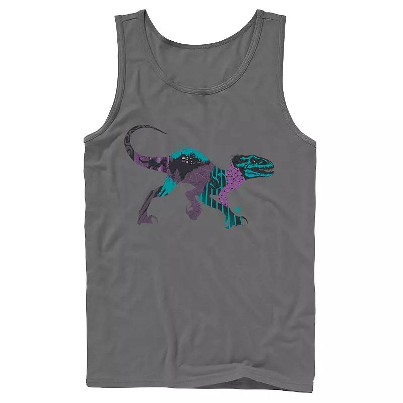 Men's Jurassic Park Tilted Retro Grid Logo Tank Top,  Product Image