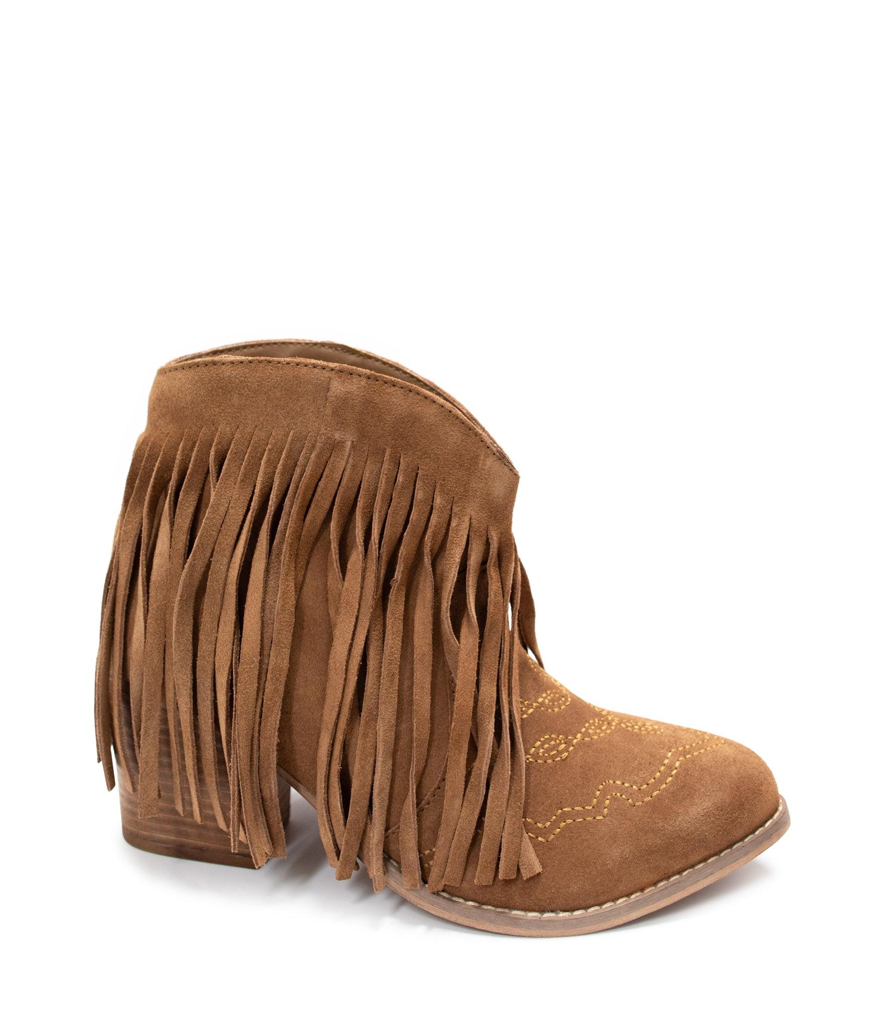 Amos Fringe Ankle Bootie in Tan Suede (Online Exclusive) Product Image