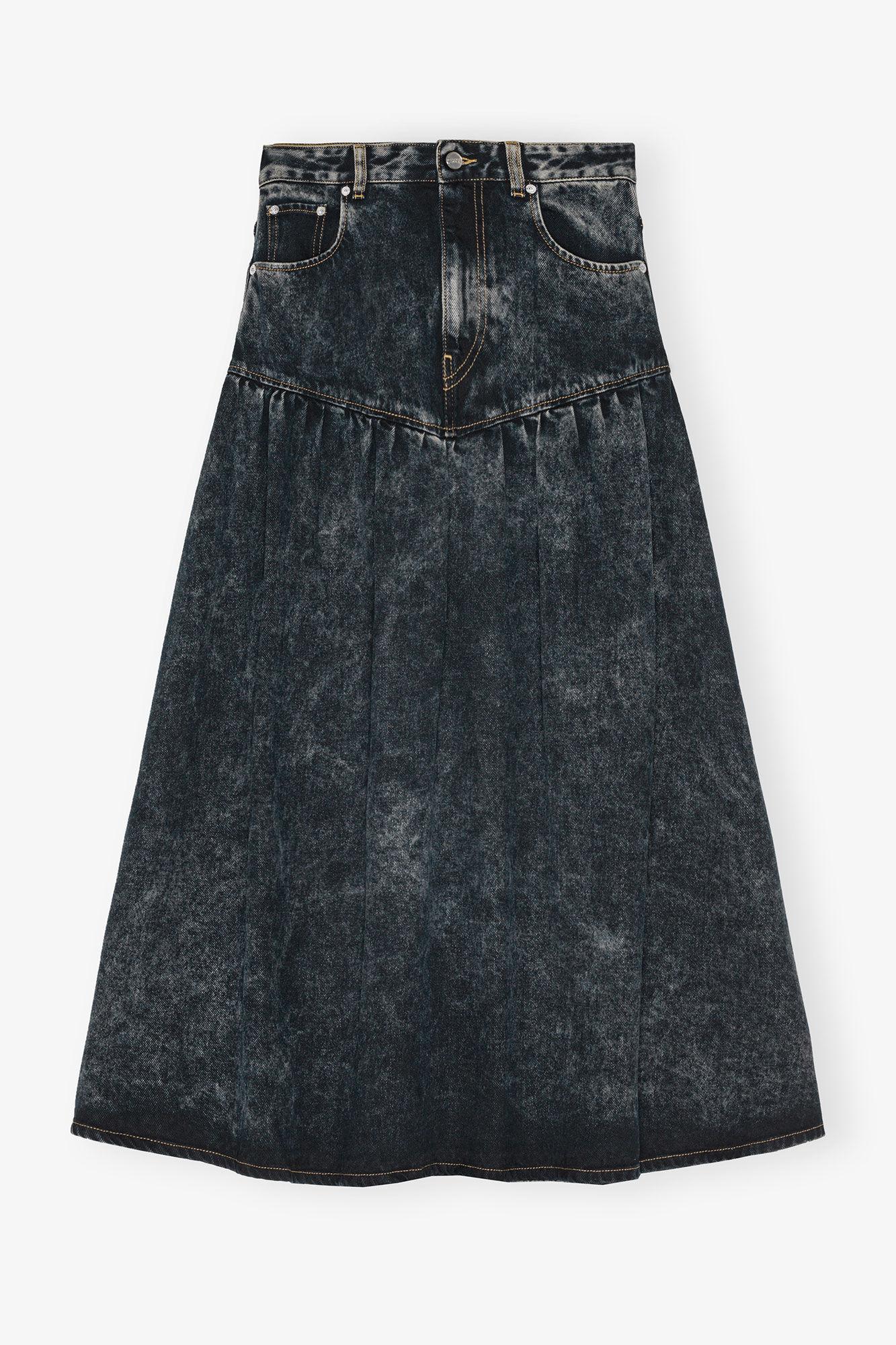 Black Washed Denim Skirt Product Image