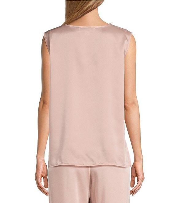 Caroline Rose Soft Satin Scoop Neck Sleeveless Long Coordinating Tank Top Product Image