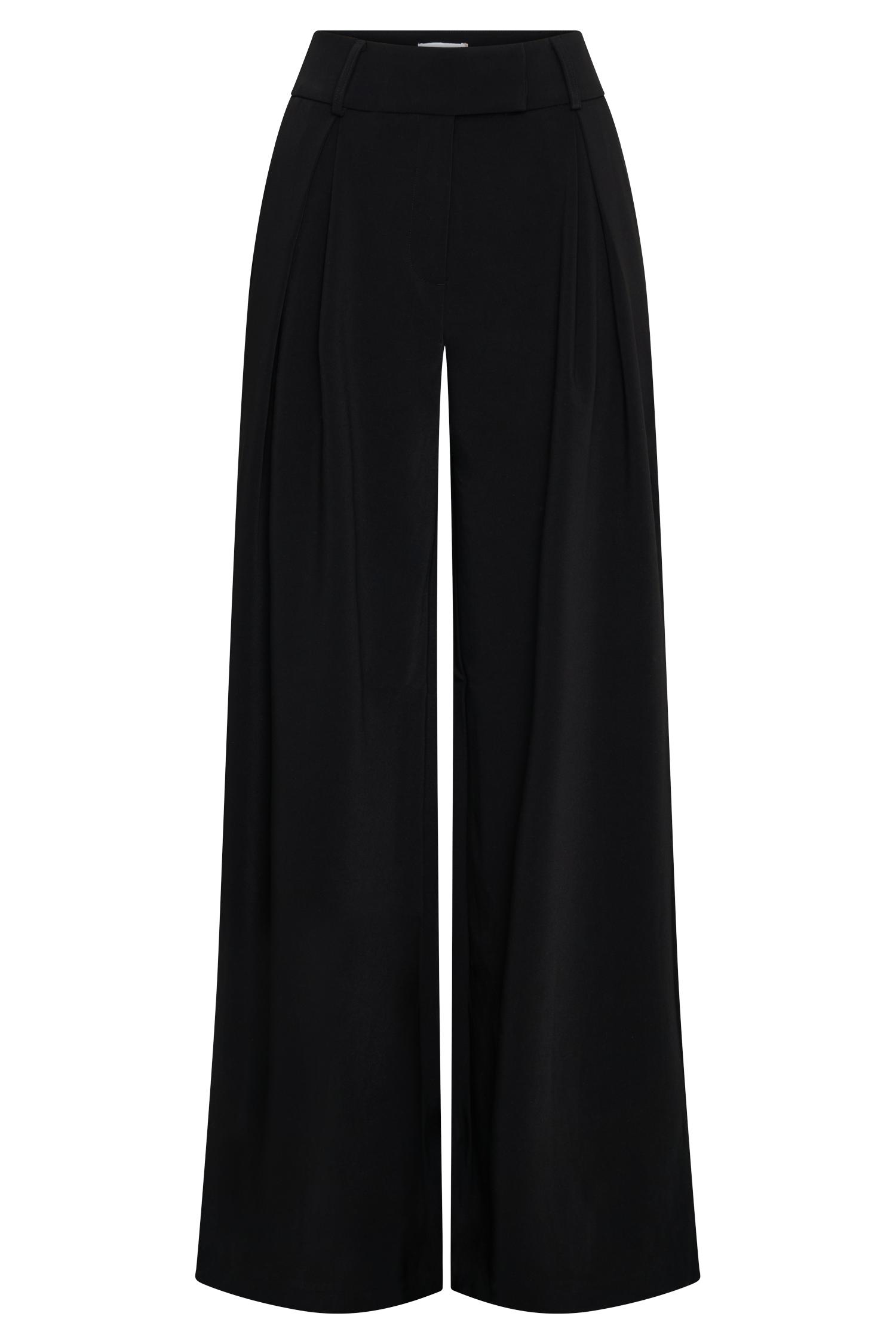 Jacqueline Pleated Wide Leg Pants - Black Product Image