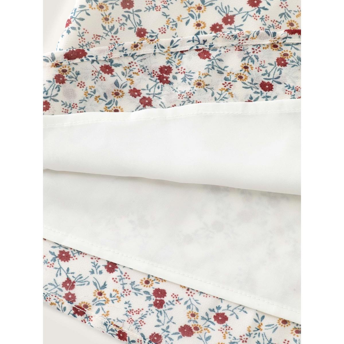 Plus Size Apricot Lace Trim Ruffled Lettuce Edge Blouse Women Romantic Extra Long Sleeve Flat collar with V-notch Elegant Blouses BloomChic 26/4X Product Image