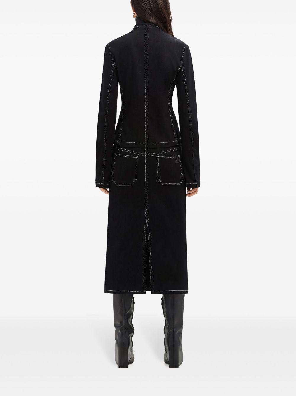 topstitched denim biker jacket  Product Image