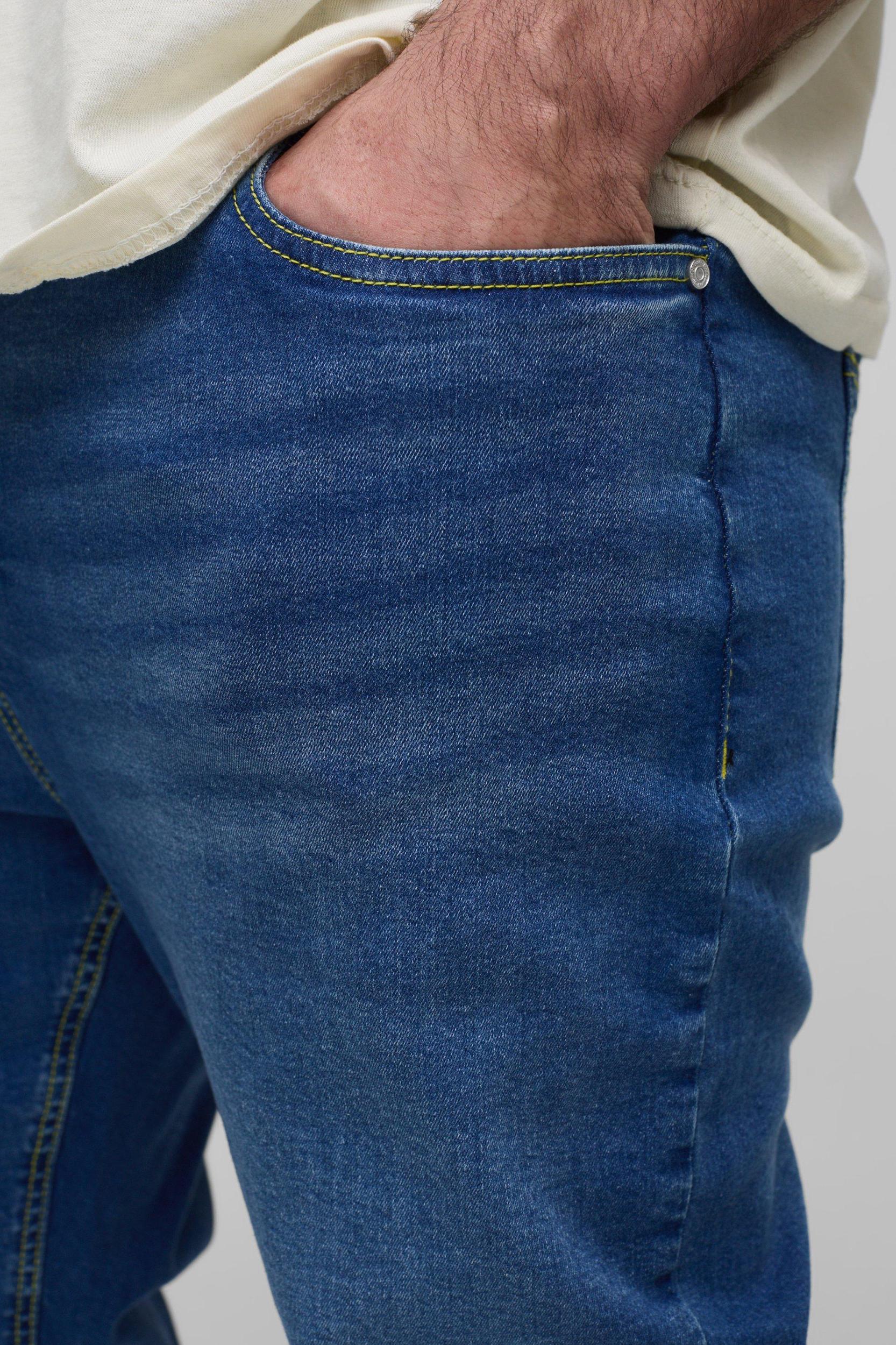 Plus Stretch Skinny Contrast Stitch Jeans | boohooMAN USA Product Image