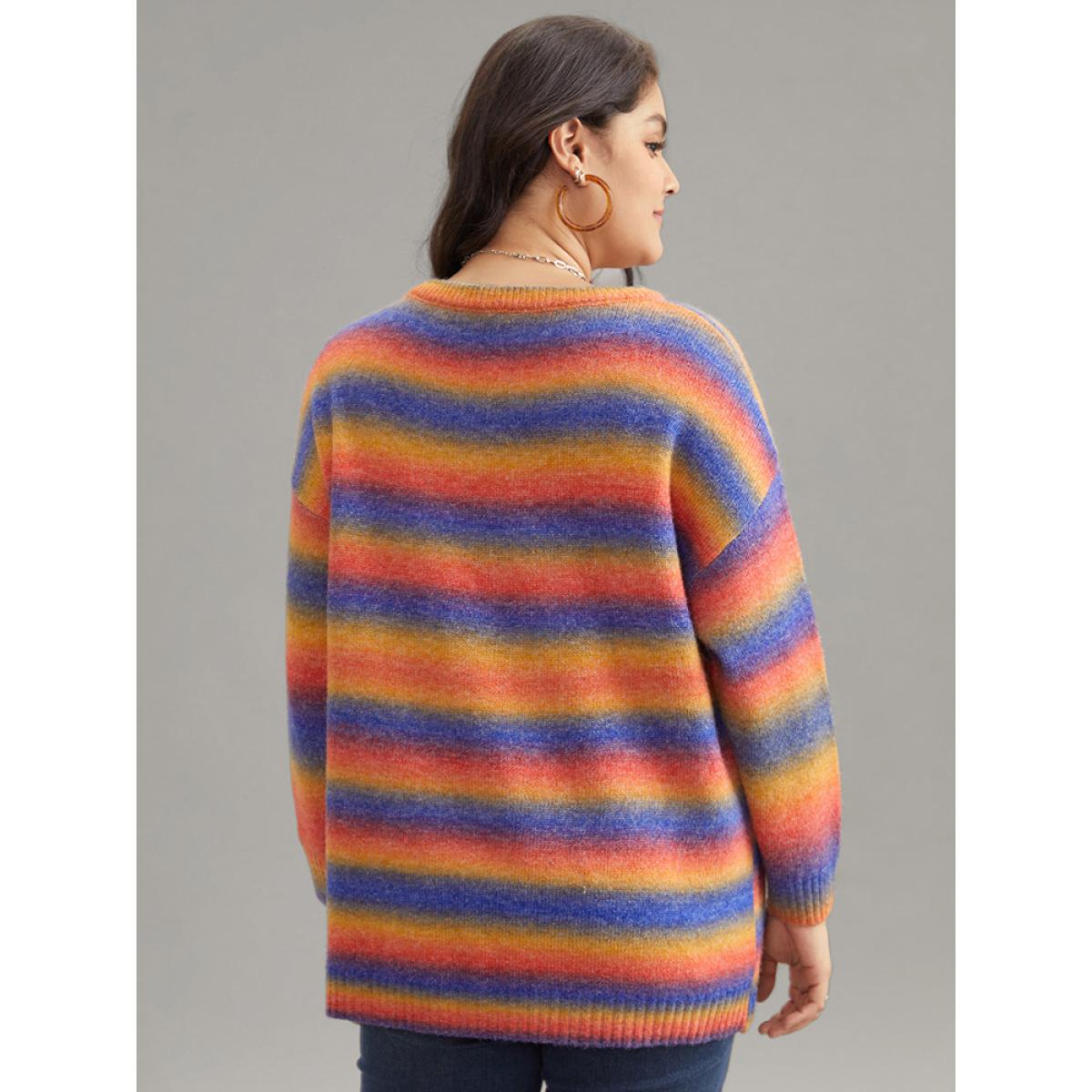 Plus Size Supersoft Essentials Colour Heather Contrast Pullover Multicolor Women Casual Loose Long Sleeve Round Neck Dailywear Pullovers BloomChic 30/6X Product Image